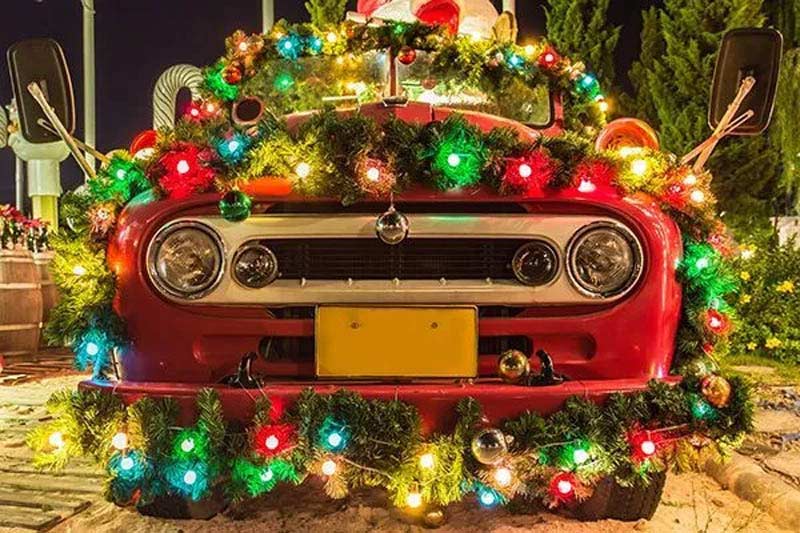 Christmas decoration on car